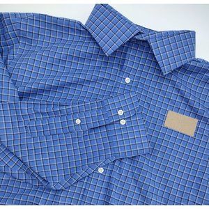 Ralph Lauren Men's Blue Plaid Button-Down Dress Casual Long Sleeve Dress Shirt S